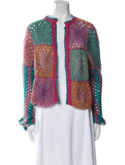 Pre-owned Rose Carmine Kid Mohair Printed Sweater In Multi