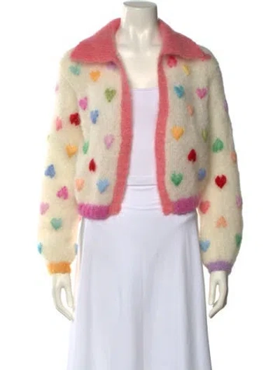 Pre-owned Rose Carmine Kid Mohair Printed Sweater In Multi