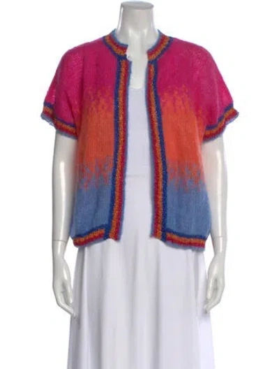 Pre-owned Rose Carmine Kid Mohair Printed Sweater In Multi