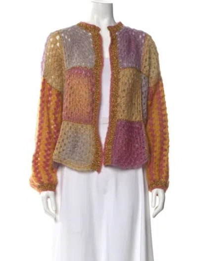 Pre-owned Rose Carmine Kid Mohair Printed Sweater In Neutral