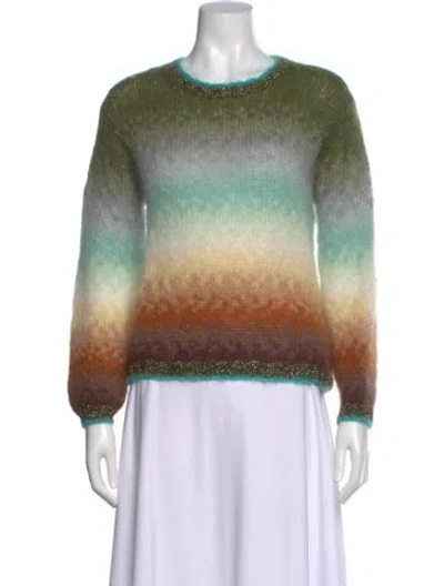 Pre-owned Rose Carmine Kid Mohair Striped Sweater In Green