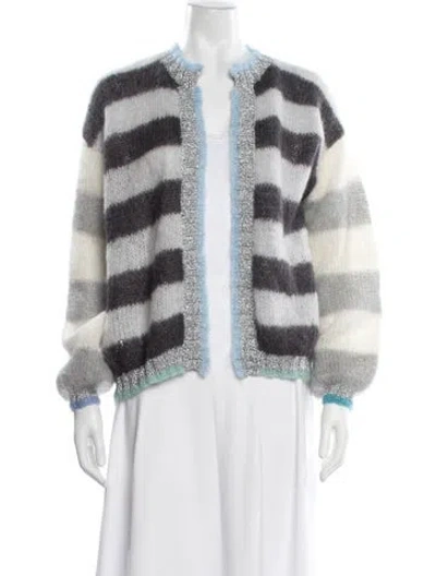 Pre-owned Rose Carmine Kid Mohair Striped Sweater In Multicolor