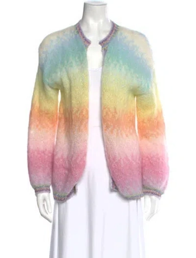 Pre-owned Rose Carmine Kid Mohair Striped Sweater In Neutral