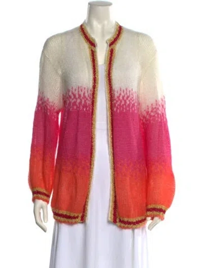 Pre-owned Rose Carmine Kid Mohair Striped Sweater In Neutral