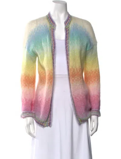 Pre-owned Rose Carmine Kid Mohair Striped Sweater In Neutrals