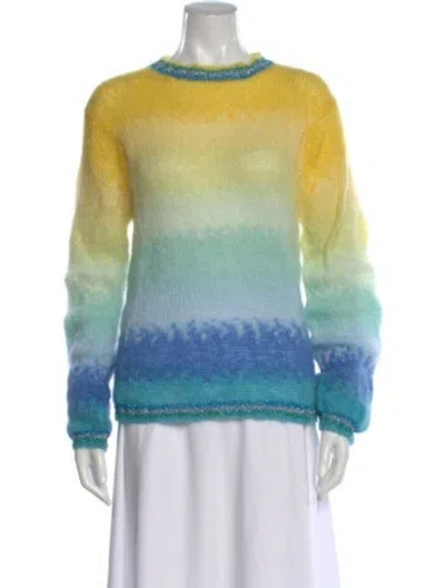 Pre-owned Rose Carmine Kid Mohair Tie-dye Print Sweater In Blue