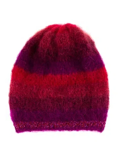 Pre-owned Rose Carmine Knit Beanie In Red