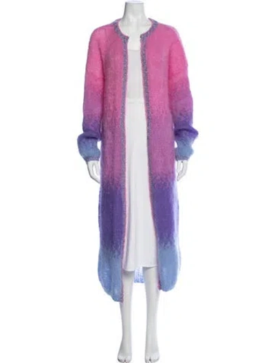 Pre-owned Rose Carmine Mohair Colorblock Pattern Sweater In Multi