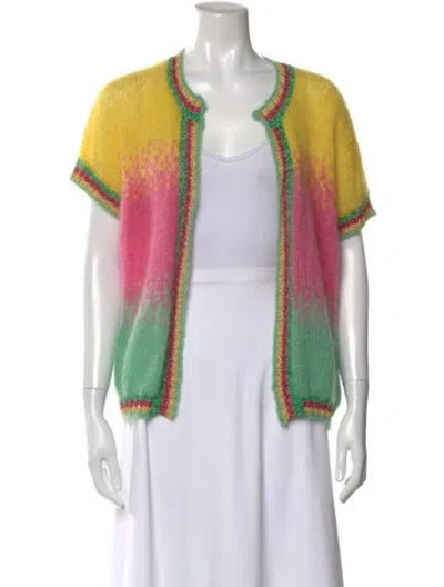 Pre-owned Rose Carmine Mohair Colorblock Pattern Sweater In Multi