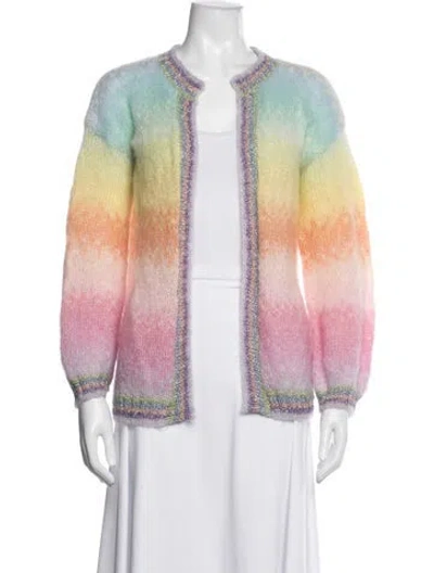 Pre-owned Rose Carmine Mohair Colorblock Pattern Sweater In Multicolor