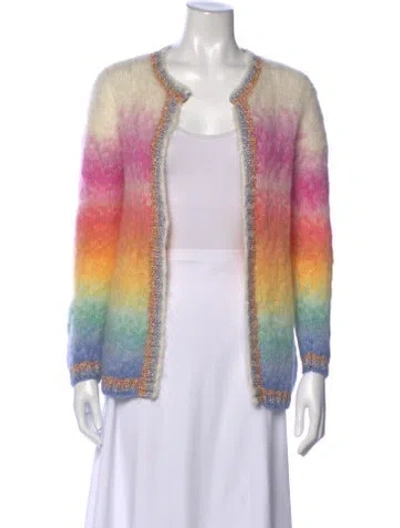 Pre-owned Rose Carmine Mohair Colorblock Pattern Sweater In Multicolor