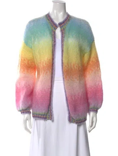 Pre-owned Rose Carmine Mohair Colorblock Pattern Sweater In Neutral