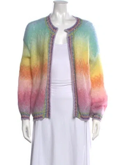 Pre-owned Rose Carmine Mohair Colorblock Pattern Sweater In Neutrals