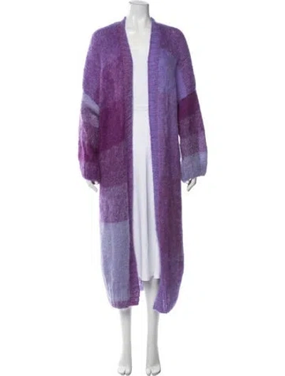 Pre-owned Rose Carmine Mohair Colorblock Pattern Sweater In Purple
