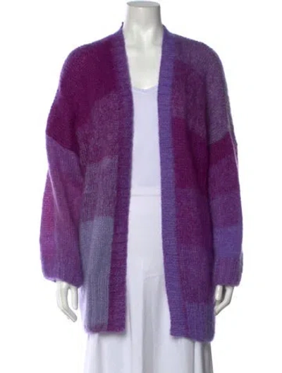 Pre-owned Rose Carmine Mohair Colorblock Pattern Sweater In Purple