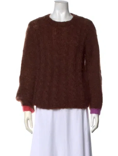 Pre-owned Rose Carmine Mohair Crew Neck Sweater In Brown