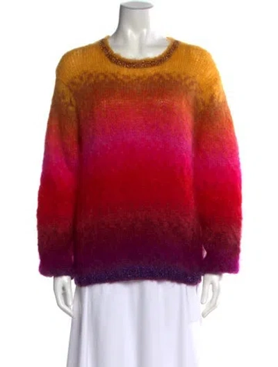 Pre-owned Rose Carmine Mohair Crew Neck Sweater In Red