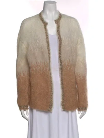 Pre-owned Rose Carmine Mohair Open Front Sweater In Green