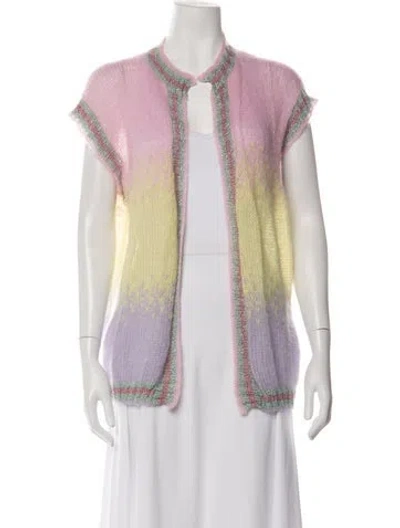 Pre-owned Rose Carmine Mohair Open Front Sweater In Metallic/yellow