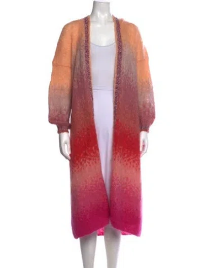 Pre-owned Rose Carmine Mohair Open Front Sweater In Multicolor