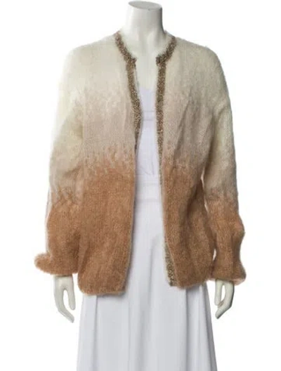Pre-owned Rose Carmine Mohair Open Front Sweater In Neutral