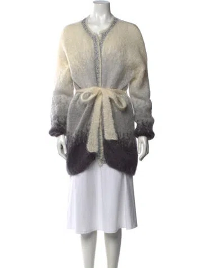 Pre-owned Rose Carmine Mohair Open Front Sweater In Neutral