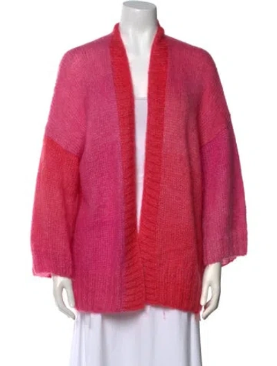 Pre-owned Rose Carmine Mohair Open Front Sweater In Pink