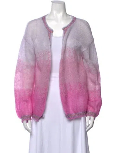 Pre-owned Rose Carmine Mohair Open Front Sweater In Purple