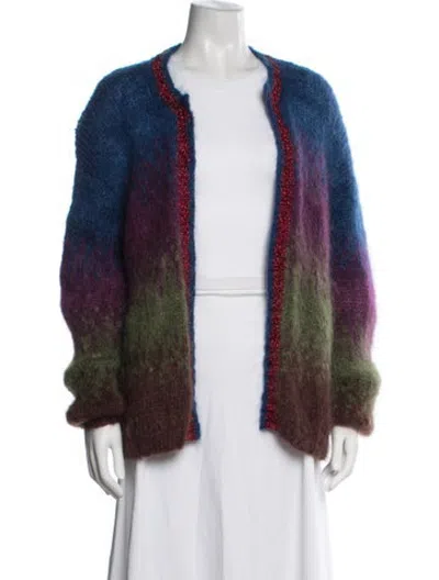 Pre-owned Rose Carmine Mohair Patterned Sweater In Blue