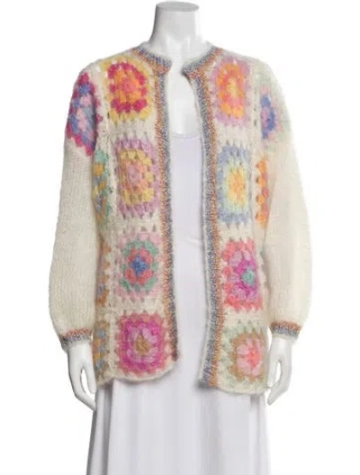 Pre-owned Rose Carmine Mohair Patterned Sweater In Multi