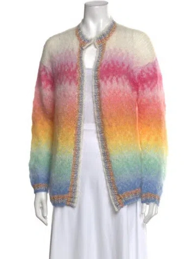 Pre-owned Rose Carmine Mohair Patterned Sweater In Pink