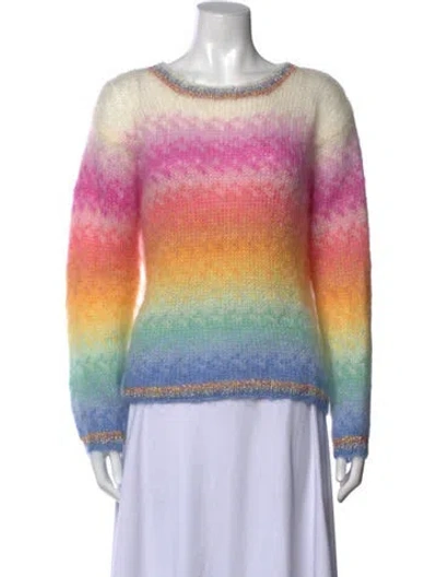 Pre-owned Rose Carmine Mohair Patterned Sweater In Pink