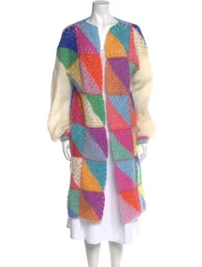 Pre-owned Rose Carmine Mohair Printed Sweater In Multi