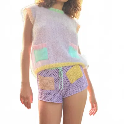 Rose Carmine Mohair Sleeveless Top In Lilac In Blue