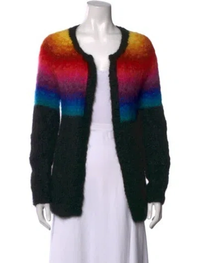 Pre-owned Rose Carmine Mohair Striped Sweater In Black