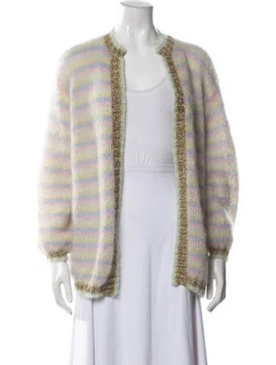 Pre-owned Rose Carmine Mohair Striped Sweater In Blue