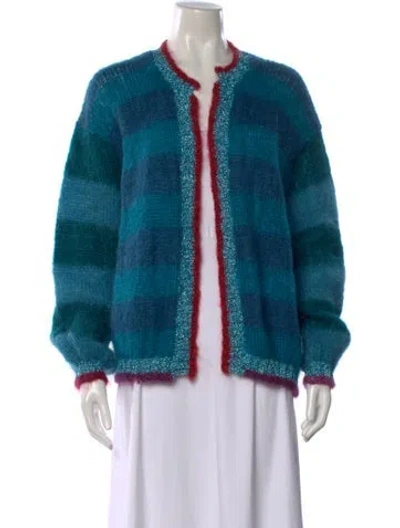 Pre-owned Rose Carmine Mohair Striped Sweater In Blue
