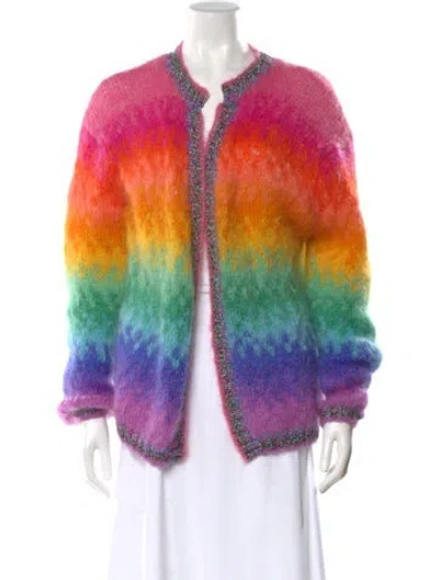 Pre-owned Rose Carmine Mohair Striped Sweater In Multi
