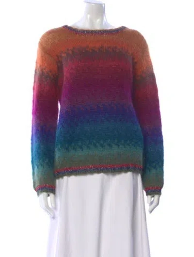 Pre-owned Rose Carmine Mohair Striped Sweater In Multi