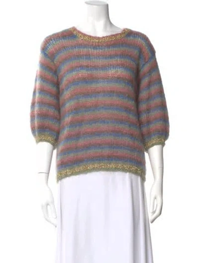 Pre-owned Rose Carmine Mohair Striped Sweater In Multi