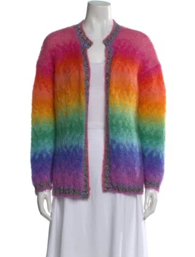 Pre-owned Rose Carmine Mohair Striped Sweater In Multi
