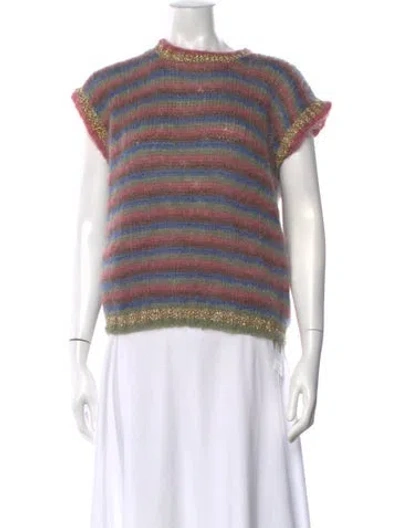 Pre-owned Rose Carmine Mohair Striped Sweater In Multicolor