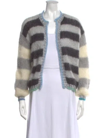 Pre-owned Rose Carmine Mohair Striped Sweater In Multicolor