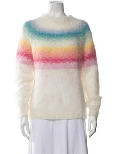 Pre-owned Rose Carmine Mohair Striped Sweater In Multicolor