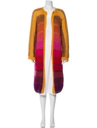 Pre-owned Rose Carmine Mohair Striped Sweater In Multicolor