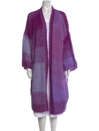 Pre-owned Rose Carmine Mohair Striped Sweater In Purple
