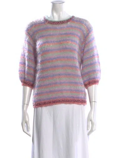Pre-owned Rose Carmine Mohair Striped Sweater In Purple