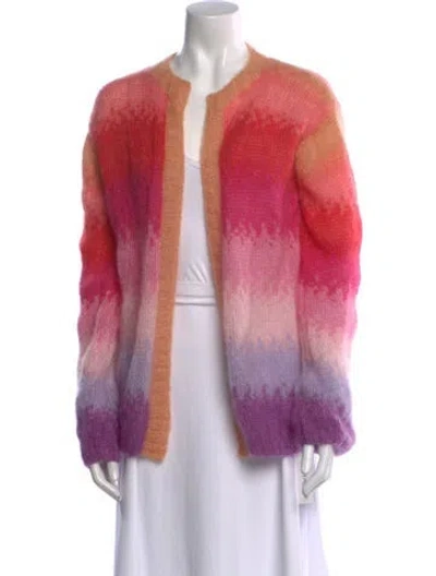 Pre-owned Rose Carmine Mohair Tie-dye Print Sweater In Pink