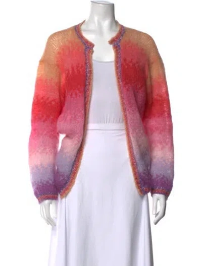Pre-owned Rose Carmine Mohair Tie-dye Print Sweater In Pink
