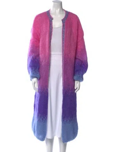 Pre-owned Rose Carmine Mohair Tie-dye Print Sweater W/ Tags In Purple